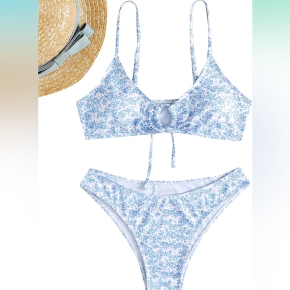 Women’s Two Piece Bathing Suit Floral Print Triangle Bikini Swimsuit XL - Picture 1 of 7